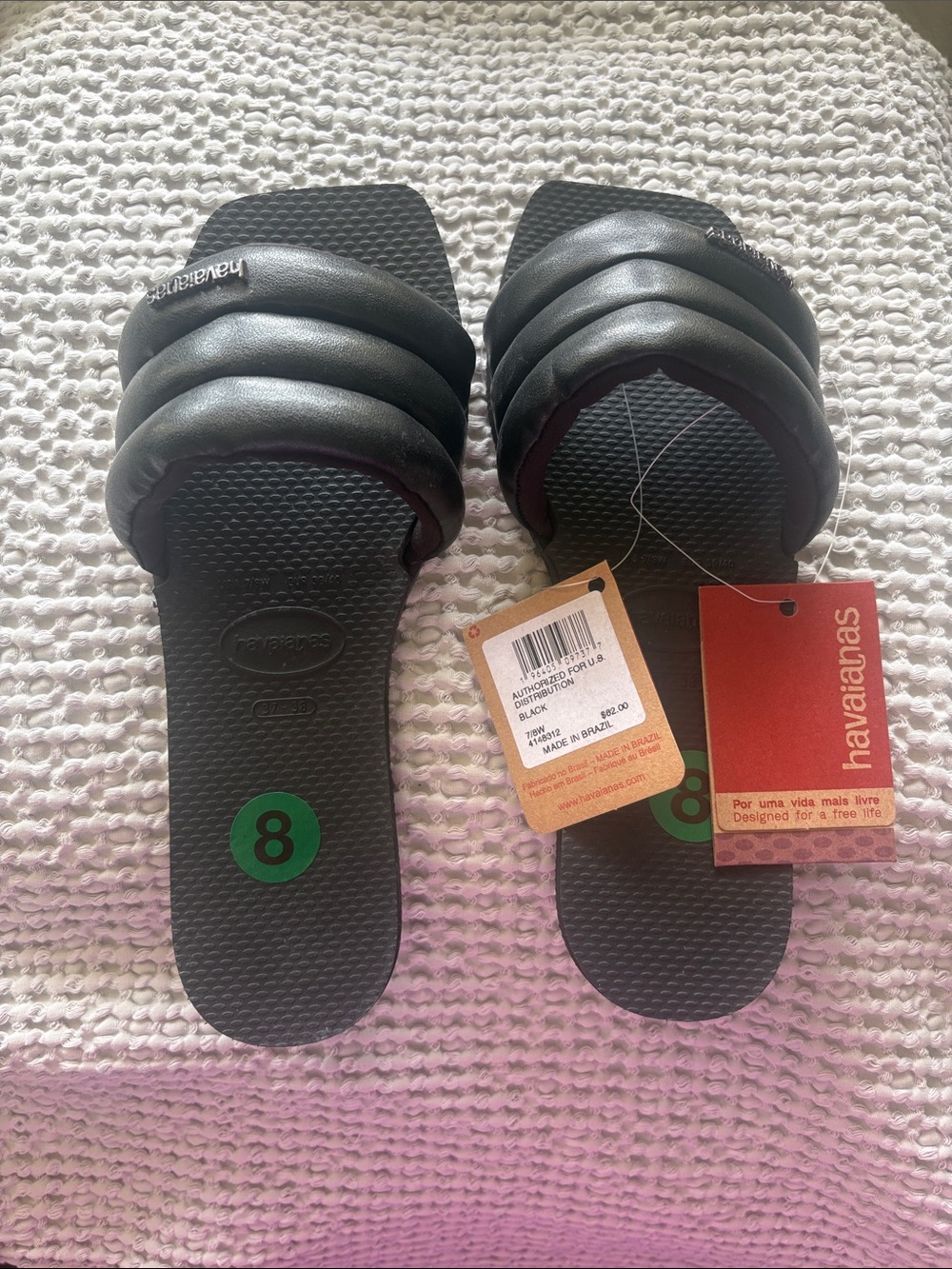 Havaianas Black Quilted Padded Slide Sandals